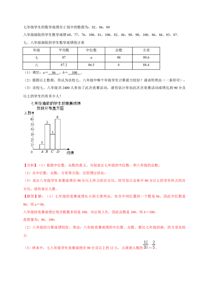 专题20.3方差专项提升训练（重难点培优）-拔尖特训2023年培优（解析版）人教版_初中数学人教版_八年级数学下册_保存转存之后查看(1)_8下-初中数学人教版（2026春新版持续更新）