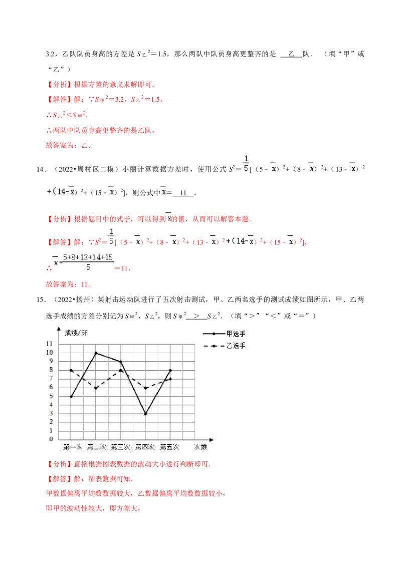 专题20.3方差专项提升训练（重难点培优）-拔尖特训2023年培优（解析版）人教版_初中数学人教版_八年级数学下册_保存转存之后查看(1)_8下-初中数学人教版（2026春新版持续更新）