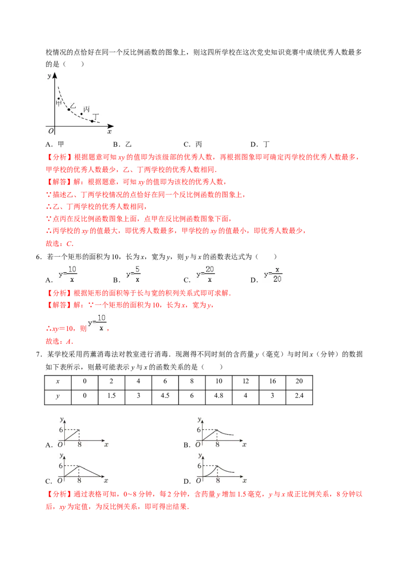 第03讲实际问题与反比例函数（3个知识点+4类热点题型讲练+习题巩固）（教师版）_初中数学_九年级数学下册（人教版）_同步讲义-U18_2025版