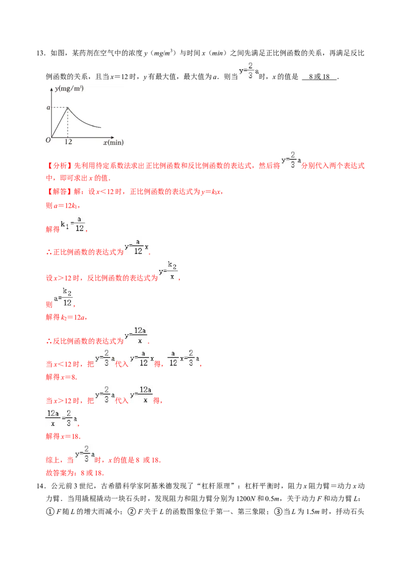第03讲实际问题与反比例函数（3个知识点+4类热点题型讲练+习题巩固）（教师版）_初中数学_九年级数学下册（人教版）_同步讲义-U18_2025版