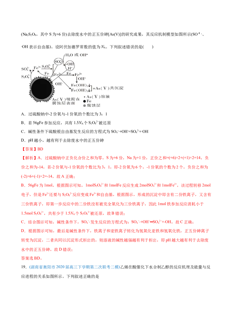 专题07化学反应中的能量变化-2020年高考化学真题与模拟题分类训练（教师版含解析）_05高考化学_新高考复习资料_2022年新高考资料_2022年一轮复习各版本