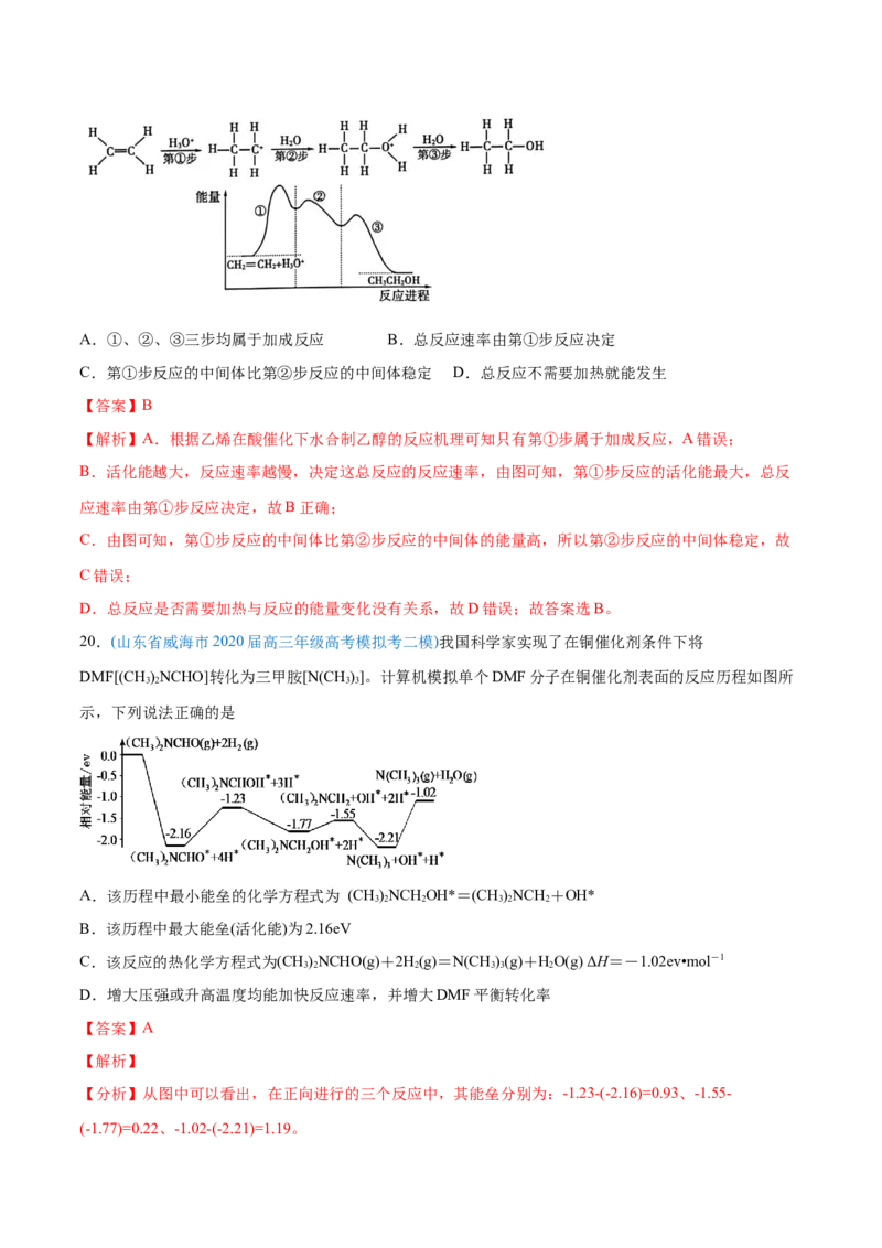 专题07化学反应中的能量变化-2020年高考化学真题与模拟题分类训练（教师版含解析）_05高考化学_新高考复习资料_2022年新高考资料_2022年一轮复习各版本