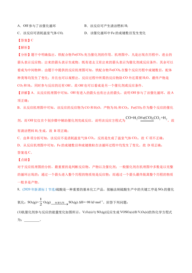 专题07化学反应中的能量变化-2020年高考化学真题与模拟题分类训练（教师版含解析）_05高考化学_新高考复习资料_2022年新高考资料_2022年一轮复习各版本