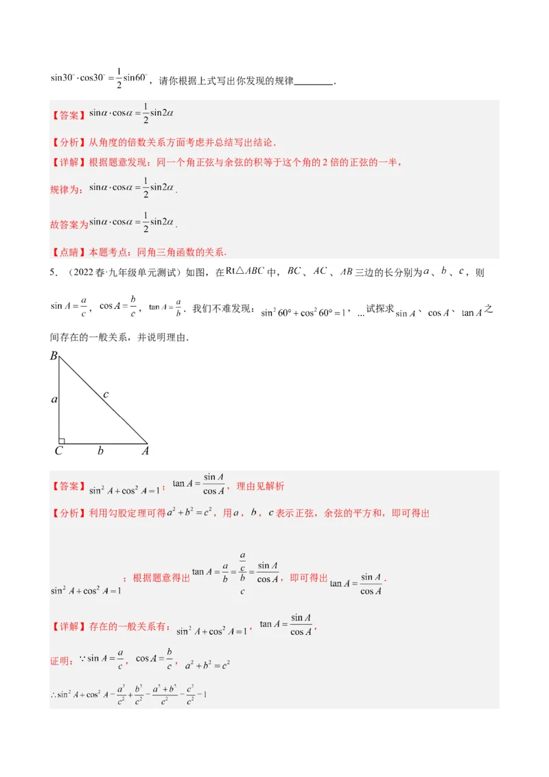 专题12锐角三角函数的相关计算重难点题型专训（11大题型）（解析版）_初中数学人教版_9下-初中数学人教版_07专项讲练_2023-2024学年九年级数学全册重难点专题提升精讲精练（人教版）