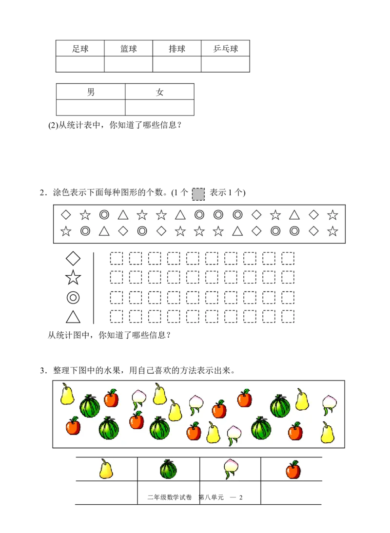 素材不同标准分类整理数据_二年级数学下册（苏教版）_第四套_苏教版数学2下优质公开课_八数据的收集和整理（一）_1、按不同标准分类