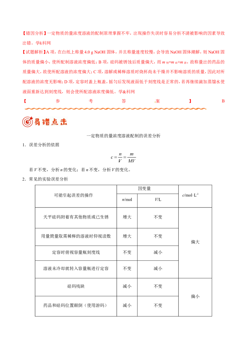 专题03溶液-高中化学纠错笔记_05高考化学_新高考复习资料_2022年新高考资料_2022年一轮复习各版本_1.高考化学2022年一轮复习通用版_赠品高中化学纠错笔记