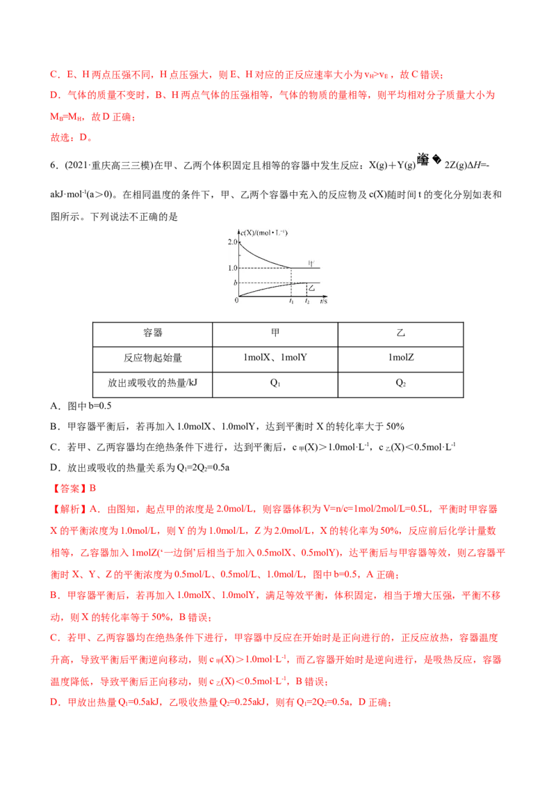 专题09反应速率、化学平衡-2021年高考化学真题与模拟题分类训练（教师版含解析）_05高考化学_新高考复习资料_2023年新高考资料_一轮复习_2023年新高考大一轮复习讲义