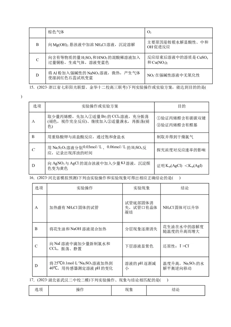 专题15化学实验基础(练习)(原卷版)_05高考化学_2024年新高考资料_2.2024二轮复习_2024年高考化学二轮复习讲练测（新教材新高考）