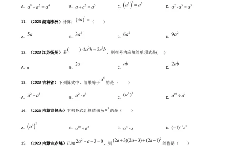 专题11整式的运算（含幂）问题（原卷版）_初中数学人教版_8上-初中数学人教版_旧版_06习题试卷_6期中期末复习专题