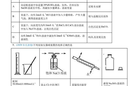 专题11化学实验基础-2020年高考化学真题与模拟题分类训练（学生版）_05高考化学_新高考复习资料_2022年新高考资料_2022年一轮复习各版本_1.高考化学2022年一轮复习通用版