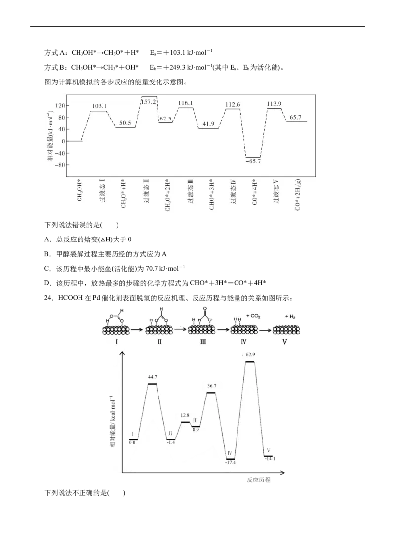 专题10化学反应机理与历程（练）（原卷版）_05高考化学_通用版（老高考）复习资料_2023年复习资料_二轮复习_2023年高考化学二轮复习讲练测（全国通用）