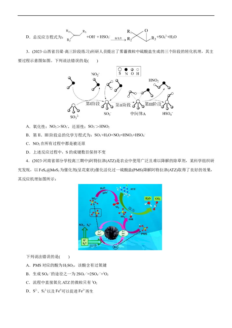 专题10化学反应机理与历程（练）（原卷版）_05高考化学_通用版（老高考）复习资料_2023年复习资料_二轮复习_2023年高考化学二轮复习讲练测（全国通用）