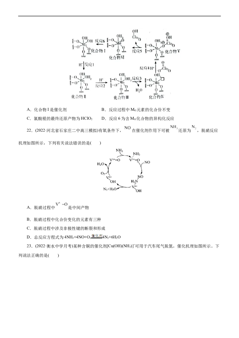 专题10化学反应机理与历程（练）（原卷版）_05高考化学_通用版（老高考）复习资料_2023年复习资料_二轮复习_2023年高考化学二轮复习讲练测（全国通用）