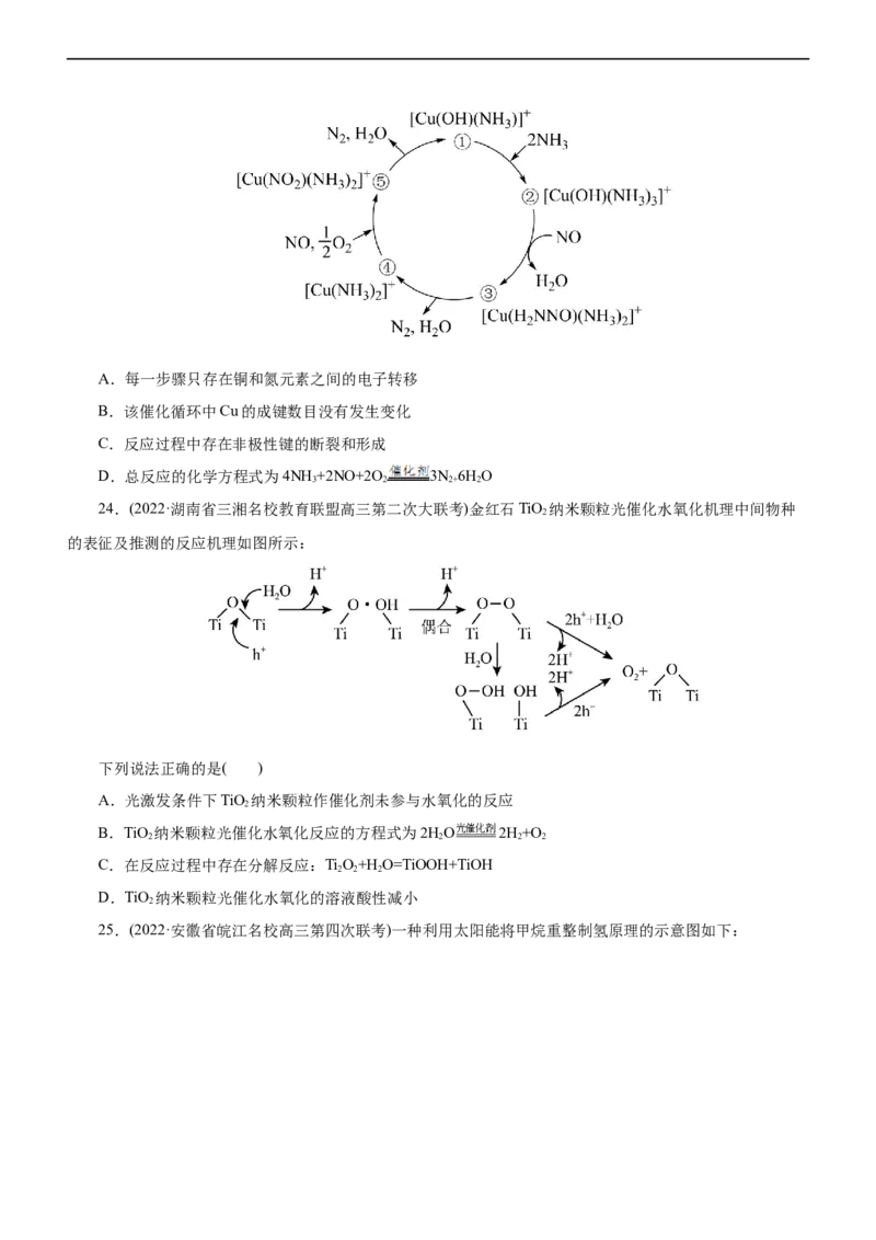 专题10化学反应机理与历程（练）（原卷版）_05高考化学_通用版（老高考）复习资料_2023年复习资料_二轮复习_2023年高考化学二轮复习讲练测（全国通用）