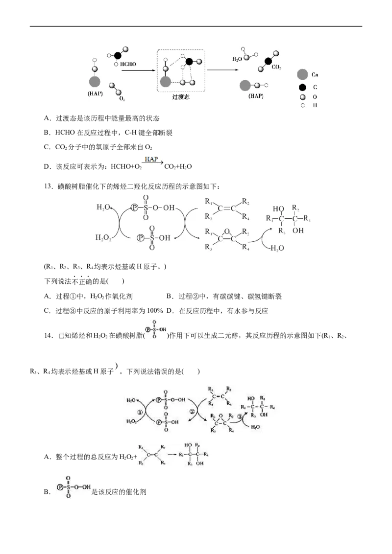 专题10化学反应机理与历程（练）（原卷版）_05高考化学_通用版（老高考）复习资料_2023年复习资料_二轮复习_2023年高考化学二轮复习讲练测（全国通用）