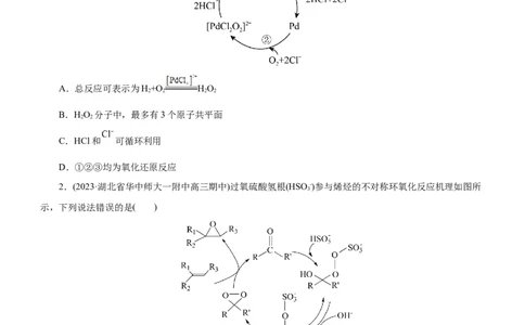 专题10化学反应机理与历程（练）（原卷版）_05高考化学_通用版（老高考）复习资料_2023年复习资料_二轮复习_2023年高考化学二轮复习讲练测（全国通用）