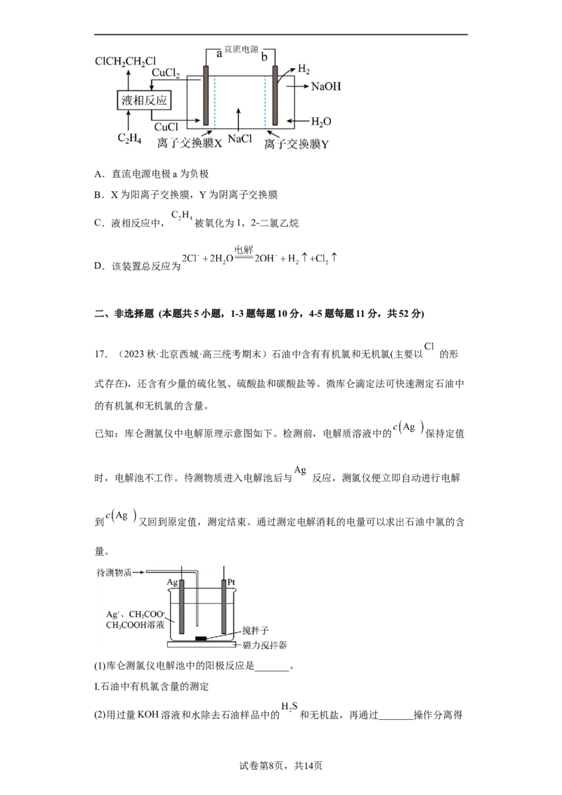 专题九电解池（专练）-冲刺2023年高考化学二轮复习核心考点逐项突破（原卷版）_05高考化学_新高考复习资料_2023年新高考资料_二轮复习