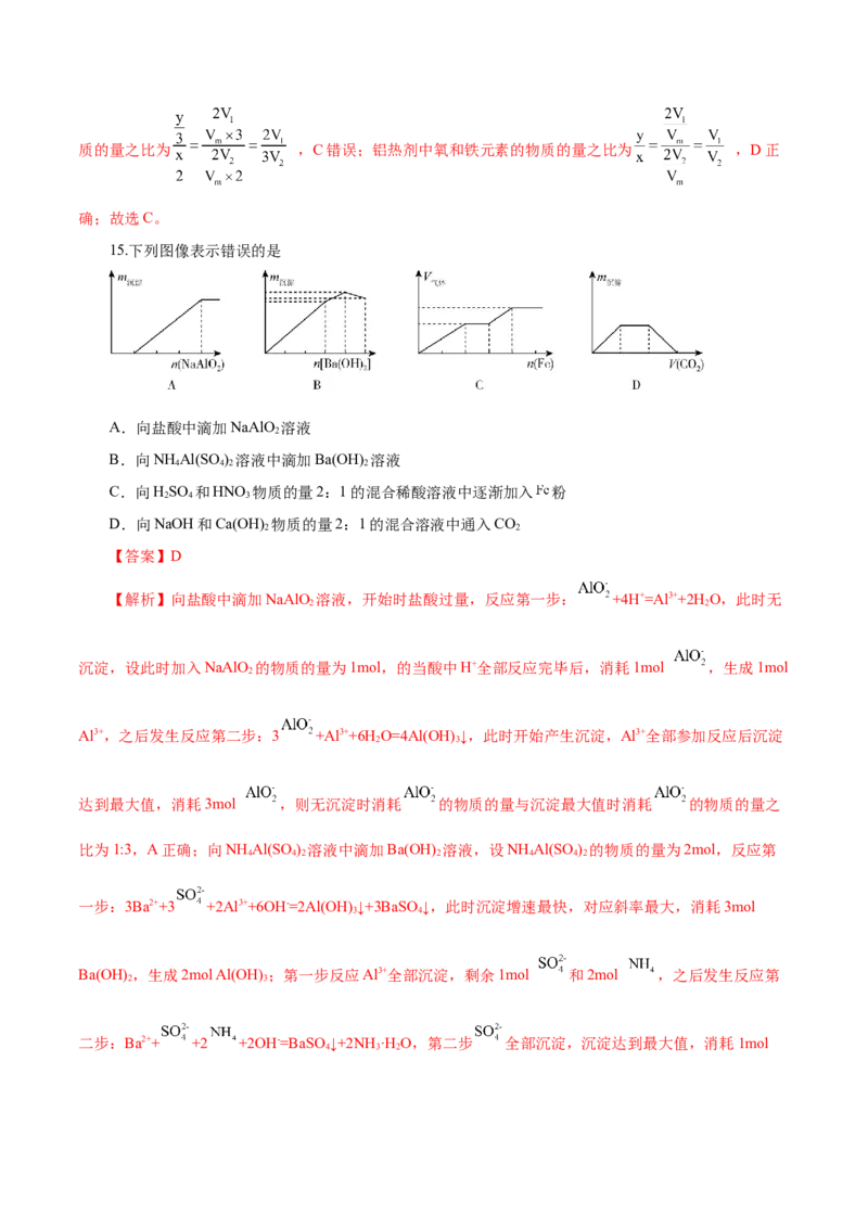 专题三金属及其化合物能力提升检测卷（测）-2023年高考化学一轮复习讲练测（新教材新高考）（解析版）_05高考化学_新高考复习资料_2023年新高考资料_一轮复习
