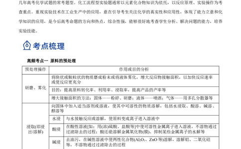 专题13工艺流程综合题（讲）-2023年高考化学二轮复习讲练测（新高考专用）（原卷版）_05高考化学_新高考复习资料_2023年新高考资料_二轮复习