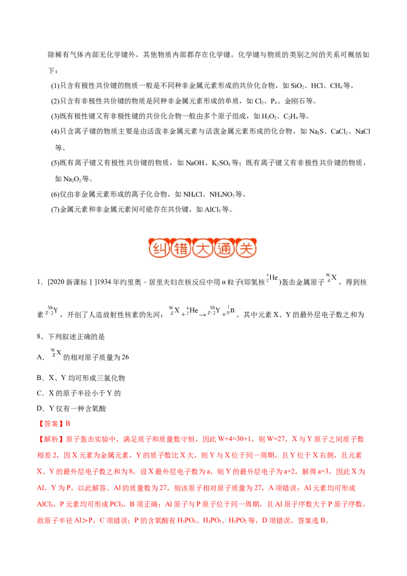 专题04物质结构和元素周期律&mdash;&mdash;备战2021年高考化学纠错笔记（教师版含解析）_05高考化学_新高考复习资料_2023年新高考资料_一轮复习_2023年新高考大一轮复习讲义