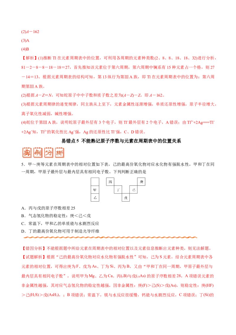 专题04物质结构和元素周期律&mdash;&mdash;备战2021年高考化学纠错笔记（教师版含解析）_05高考化学_新高考复习资料_2023年新高考资料_一轮复习_2023年新高考大一轮复习讲义