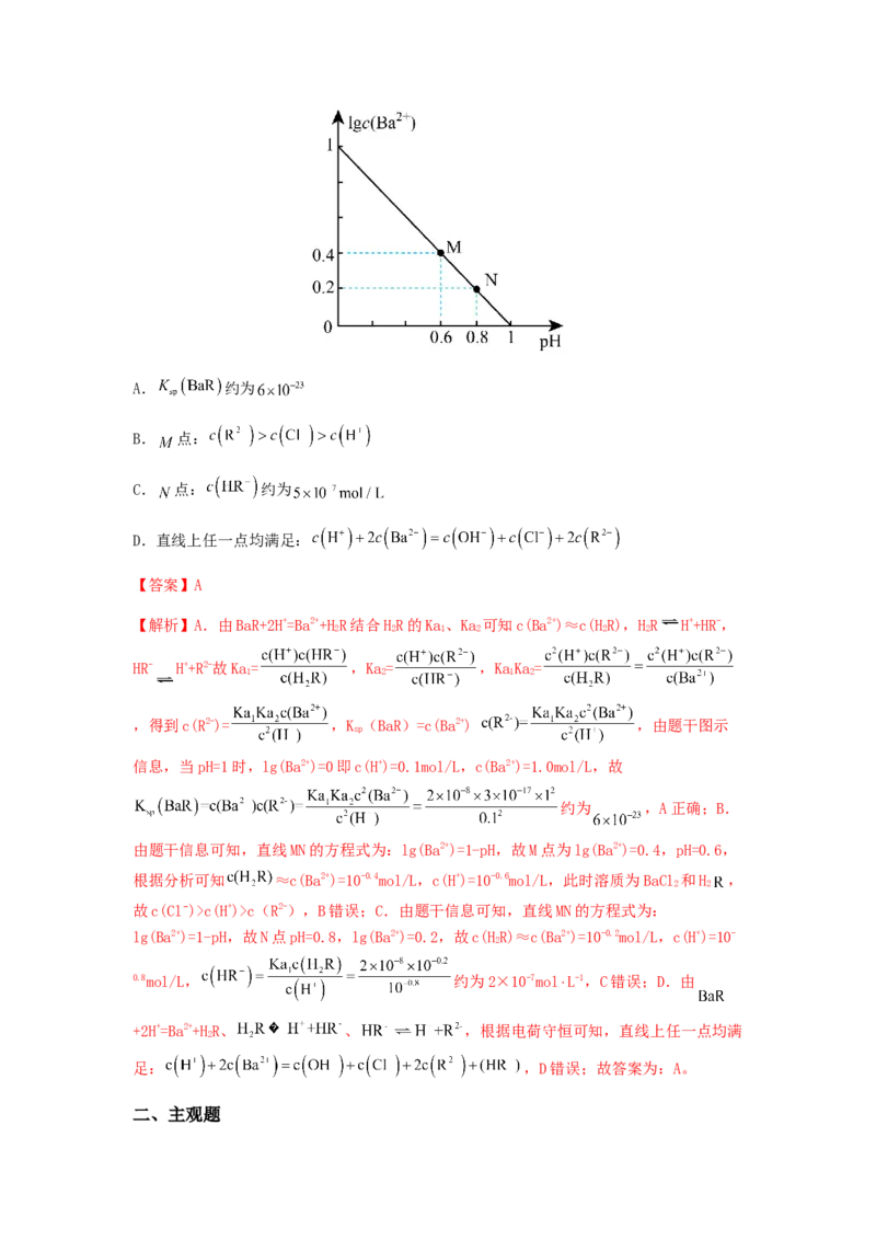 专练07十四道选择题+主观原理题-备战2024年高考化学考前手感保温训练（新高考卷）（解析版）_05高考化学_2024年新高考资料_5.2024三轮冲刺_备战2024年高考化学考前手感保温训练（新高考卷