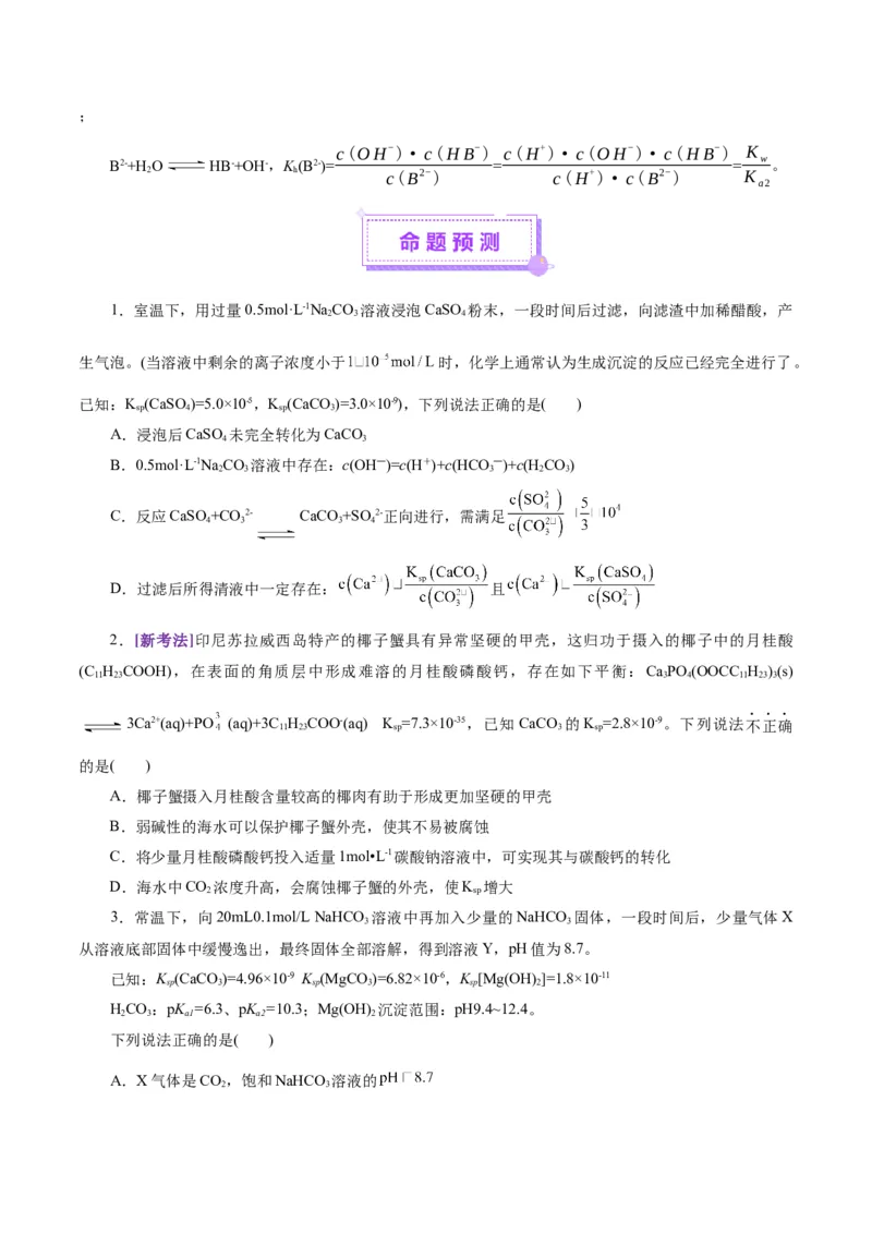 专题08水溶液中的离子反应与平衡（讲义）（原卷版）_05高考化学_2025年新高考资料_二轮复习_上好课2025年高考化学二轮复习讲练测（新高考通用）3379109_主题三化学反应原理