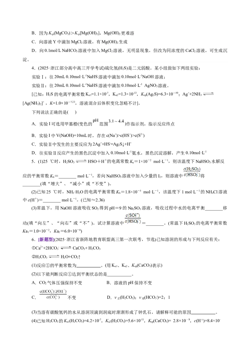 专题08水溶液中的离子反应与平衡（讲义）（原卷版）_05高考化学_2025年新高考资料_二轮复习_上好课2025年高考化学二轮复习讲练测（新高考通用）3379109_主题三化学反应原理