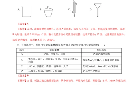 专题15化学实验基础(测试)(解析版)_05高考化学_2024年新高考资料_2.2024二轮复习_2024年高考化学二轮复习讲练测（新教材新高考）