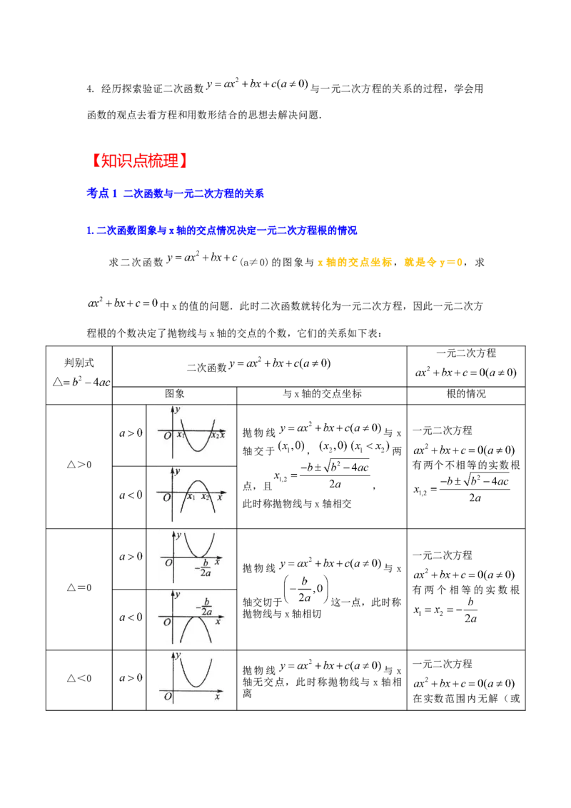 专题22.2.1二次函数与一元二次方程（1）（知识解读）-2022-2023学年九年级数学上册《同步考点解读&bull;专题训练》（人教版）_初中数学人教版_9上-初中数学人教版_07专项讲练