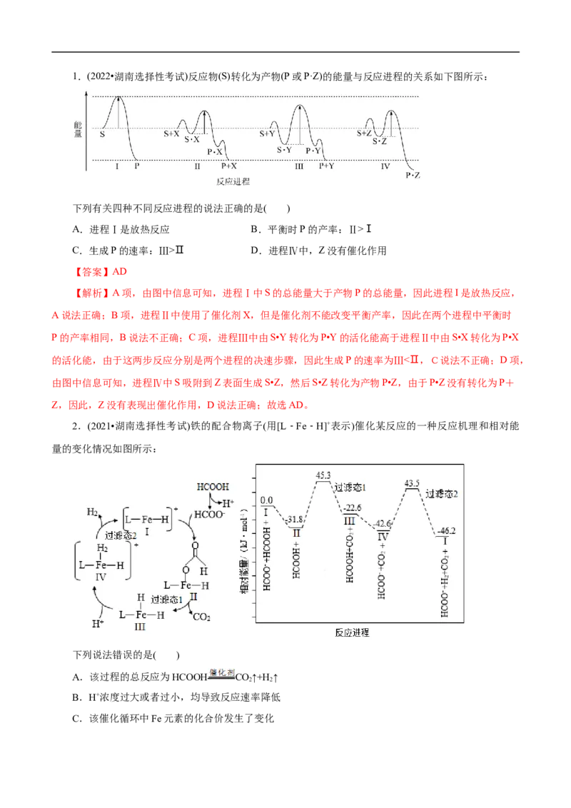 专项20能量变化历程中能垒图（解析版）_05高考化学_新高考复习资料_2023年新高考资料_专项复习_2023年高考化学热点专项导航与精练（新高考专用）