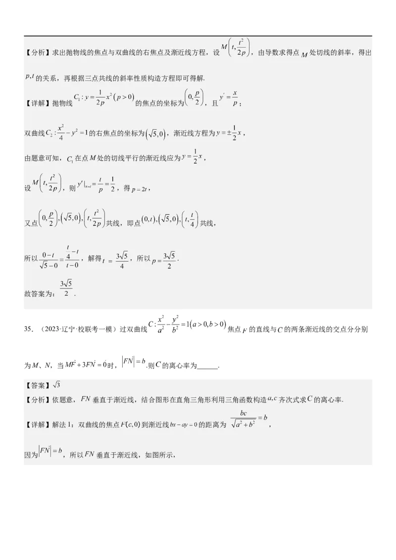 解密21双曲线（解析版）_2.2025数学总复习_2023年新高考资料_二轮复习_考点2023年高考数学二轮复习讲义+训练（新高考专用）