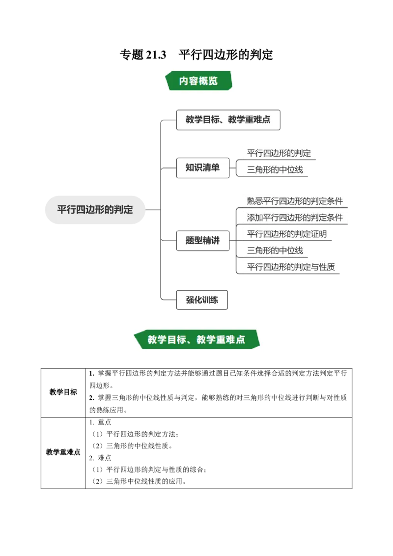 专题21.3平行四边形的判定（高效培优讲义）（试题版）_初中数学人教版_八年级数学下册_保存转存之后查看(1)_2026春季新版-持续更新中_第二套-知_08讲义练习