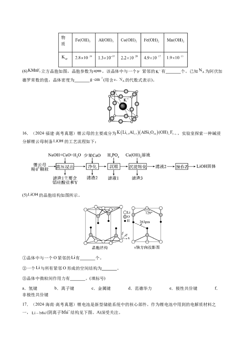 专题17晶体的结构分析、晶胞计算（原卷版）-备战2025年高考化学二轮&middot;突破提升专题复习讲义（新高考通用）_05高考化学_2025年新高考资料_二轮复习_01高考语文等多个文件