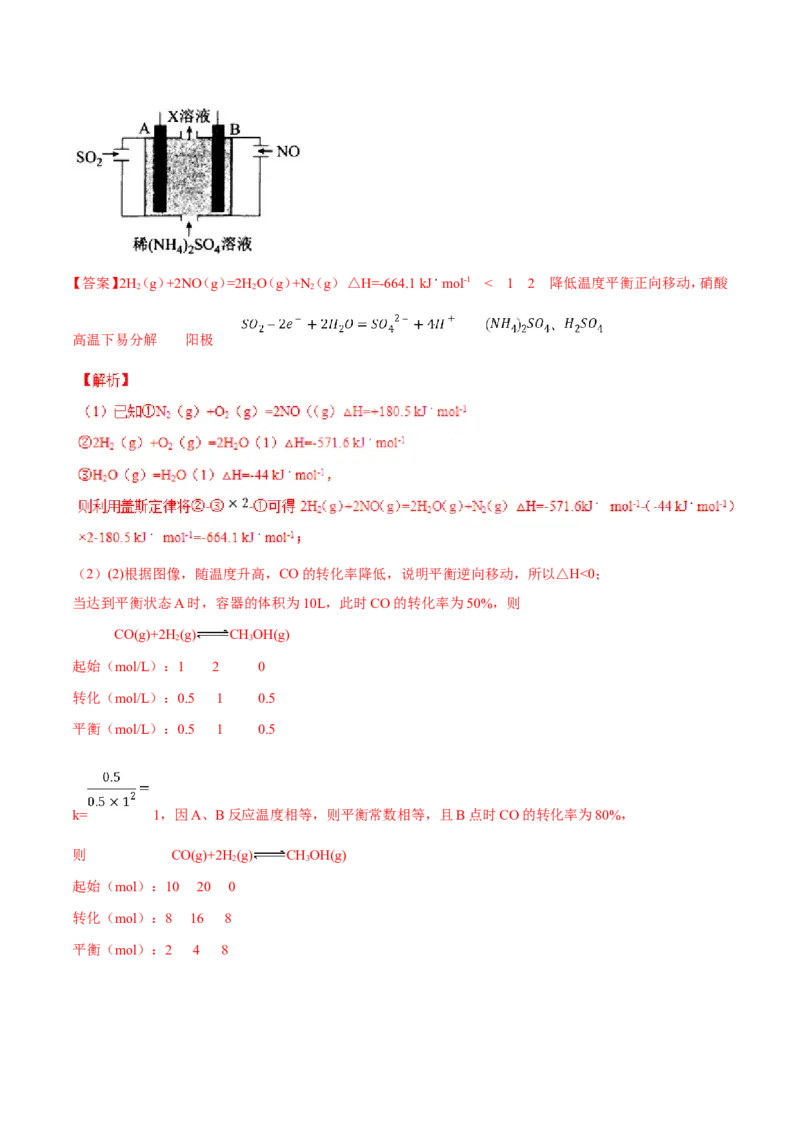 专题20化学反应原理的综合应用-2019年高考化学易错题汇总（解析版）_05高考化学_新高考复习资料_2022年新高考资料_2022年一轮复习各版本_1.高考化学2022年一轮复习通用版