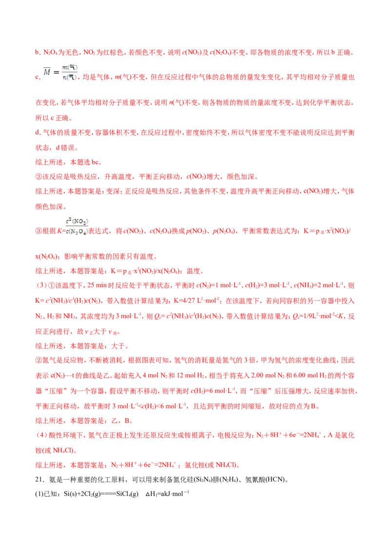 专题20化学反应原理的综合应用-2019年高考化学易错题汇总（解析版）_05高考化学_新高考复习资料_2022年新高考资料_2022年一轮复习各版本_1.高考化学2022年一轮复习通用版