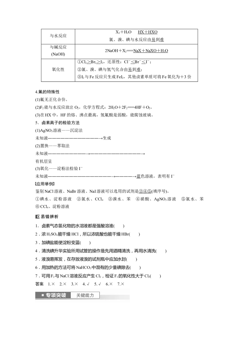 2024年高考化学一轮复习（新高考版）第5章第21讲　卤族元素　溴、碘单质的提取_05高考化学_2024年新高考资料_1.2024一轮复习_2024年高考化学一轮复习讲义（新人教新高考版）