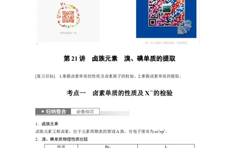 2024年高考化学一轮复习（新高考版）第5章第21讲　卤族元素　溴、碘单质的提取_05高考化学_2024年新高考资料_1.2024一轮复习_2024年高考化学一轮复习讲义（新人教新高考版）