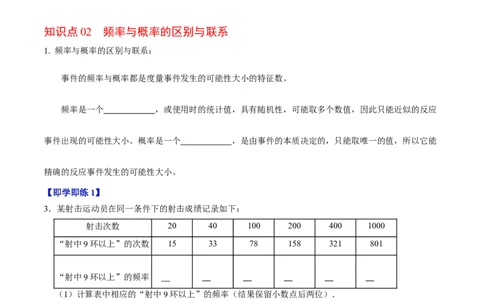 第04讲用频率估算概率（2个知识点+2类热点题型讲练+习题巩固）（学生版）_初中数学_九年级数学上册（人教版）_同步讲义-U18_2025版