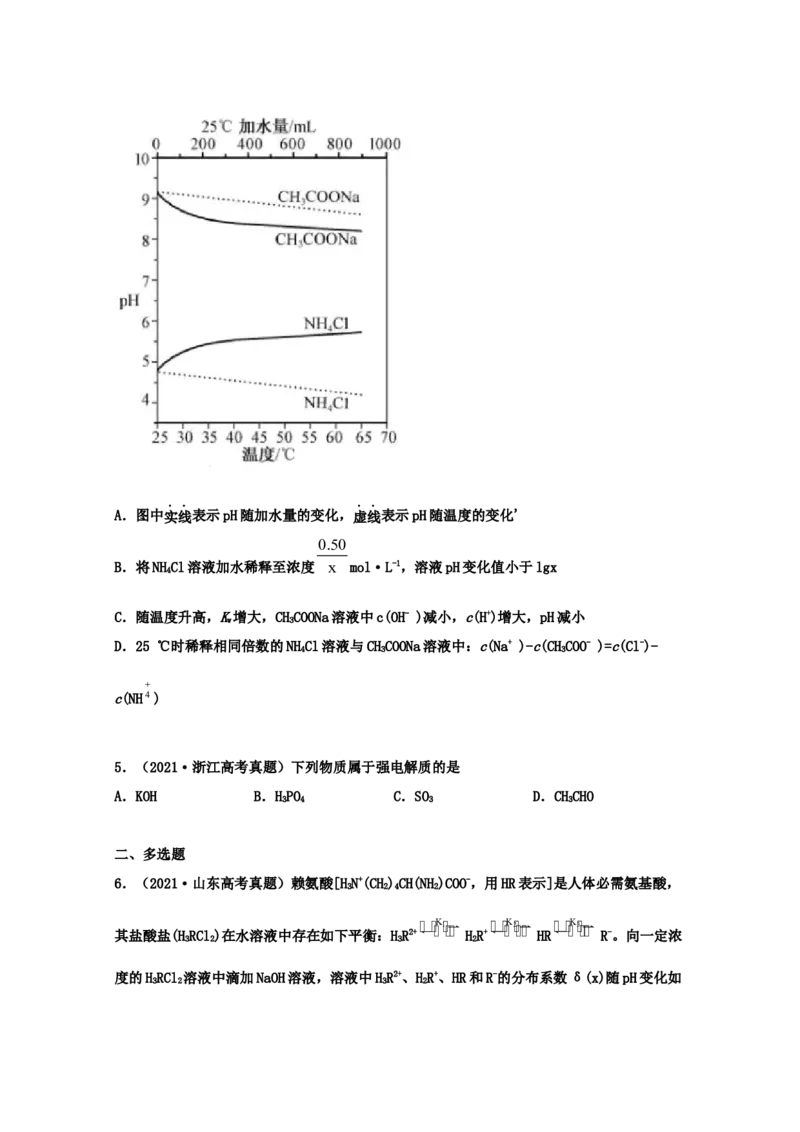 专题12弱电解质的电离平衡（学生版）2021年高考化学真题和模拟题分类汇编（36题）_05高考化学_新高考复习资料_2023年新高考资料_一轮复习_2023年新高考大一轮复习讲义