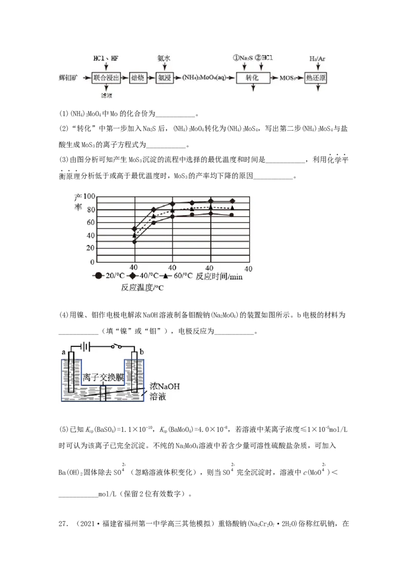 专题20工业流程题（学生版）2021年高考化学真题和模拟题分类汇编（44题）_05高考化学_新高考复习资料_2023年新高考资料_一轮复习_2023年新高考大一轮复习讲义