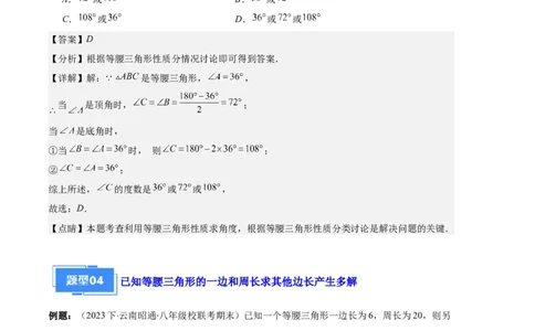 专题05等腰三角形的多解问题之六大题型（解析版）_初中数学人教版_8上-初中数学人教版_旧版_06习题试卷_6期中期末复习专题