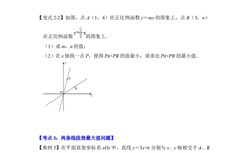 专题28一次函数与将军饮马最值综合应用（原卷版）_初中数学人教版_八年级数学下册_保存转存之后查看(1)_8下-初中数学人教版（2026春新版持续更新）_旧版-可参考_06习题试卷