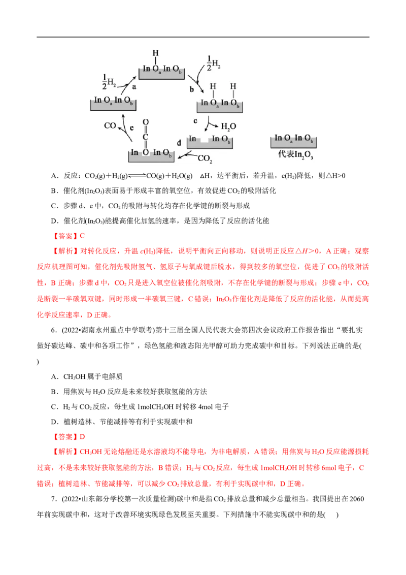 专项12碳达峰与碳中和（解析版）_05高考化学_新高考复习资料_2023年新高考资料_专项复习_2023年高考化学热点专项导航与精练（新高考专用）