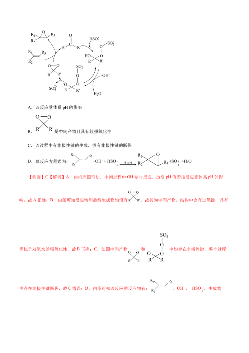 专题12化学反应机理（测）-2023年高考化学二轮复习讲练测（新高考专用）（解析版）_05高考化学_新高考复习资料_2023年新高考资料_二轮复习