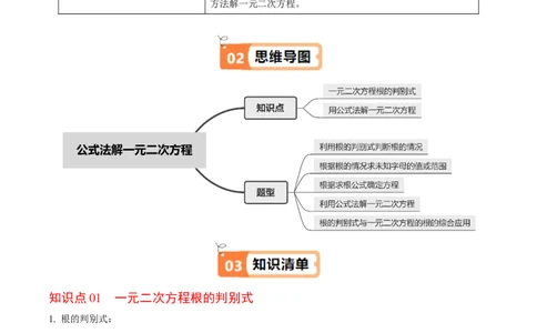 第03讲解一元二次方程-公式法（2个知识点+5类热点题型讲练+习题巩固）（学生版）_初中数学_九年级数学上册（人教版）_同步讲义-U18_2025版
