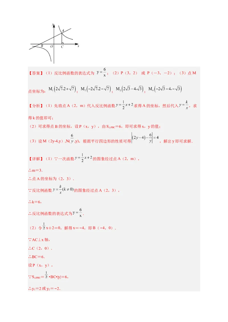 专题06反比例函数中的平行四边形（解析版）_初中数学人教版_9下-初中数学人教版_07专项讲练_微专题2022-2023学年九年级数学下册常考点微专题提分精练（人教版）