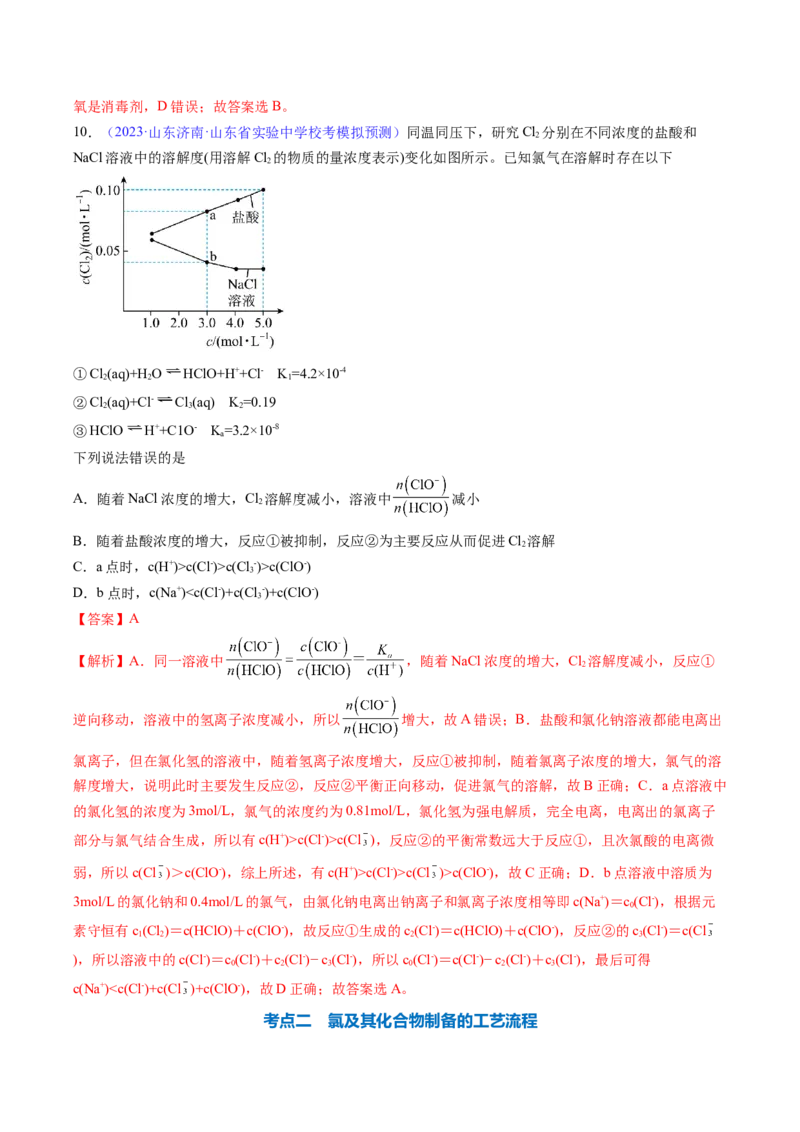专题15富集在海水中的元素&mdash;&mdash;卤素-2024年高考化学一轮复习基础考点必刷好题（新教材新高考）（解析版）_05高考化学_2024年新高考资料_1.2024一轮复习