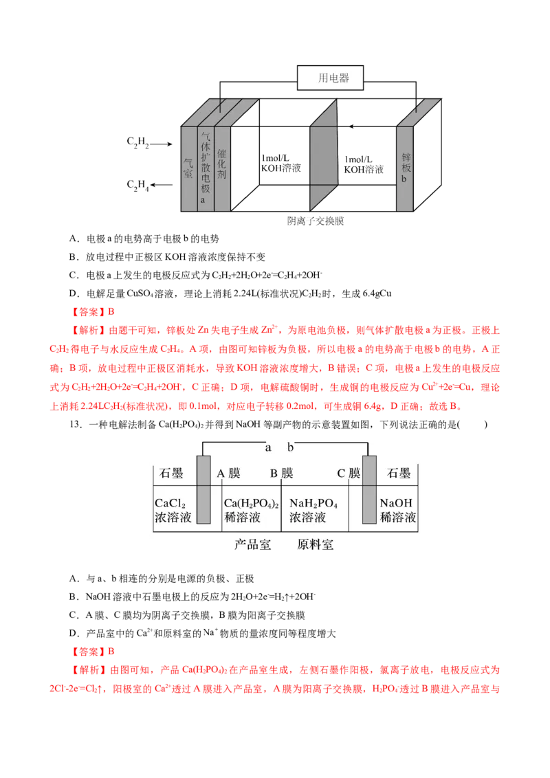 专题06化学反应与能量(测试)(解析版)_05高考化学_2024年新高考资料_2.2024二轮复习_2024年高考化学二轮复习讲练测（新教材新高考）