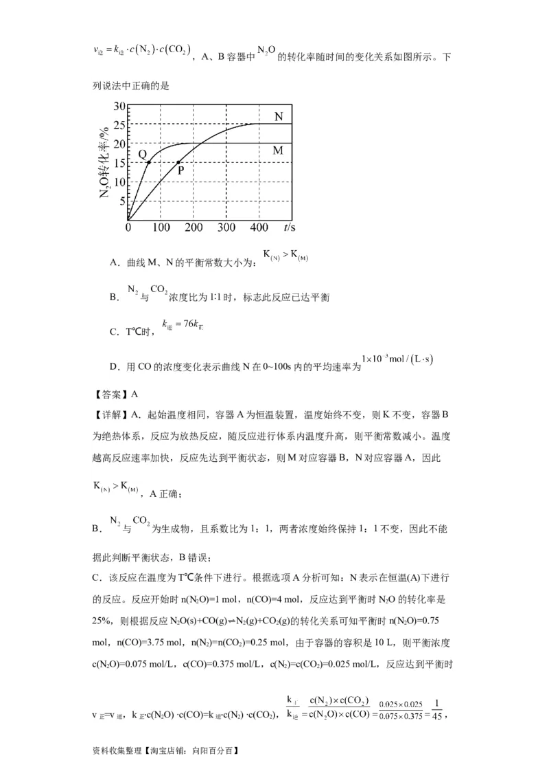专项训练速率常数的运用（解析版）_05高考化学_新高考复习资料_2024年新高考资料_一轮复习资料_2024届高三化学一轮复习&mdash;专项训练